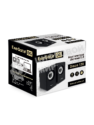 Акустическая система 2.0 ExeGate EX287054RUS Disco 120 (питание USB, 2х3Вт (6Вт RMS), 100-20000Гц, черный)