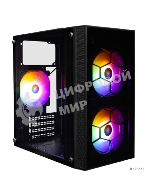 Компьютерный корпус 1STPLAYER FIREBASE X1 черный mATX 3x120мм LED fans X1-BK-3F1