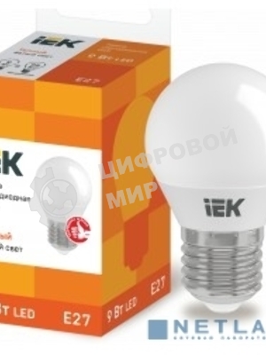 Лампа cветодиодная IEK LLE-G45-9-230-30-E27 ECO G45 шар 9Вт 230В 3000К E27