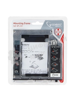 Контейнер для HDD Gembird MF-95-02 Низкопрофильный адаптер для 2.5-дюймового накопителя в отсек 5.25 дюйма, 12 мм