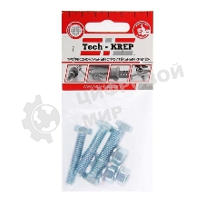 Болт М8х30 с шестигранной головкой цинк. с гайк. и шайб. DIN 933 (уп. 4 шт) класс прочности 8.8. пакет Tech-Krep 112722