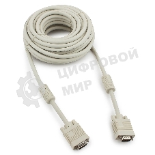 Кабель Gembird/Cablexpert VGA Premium, 15M/15M, 10м, серый, тройной экран, феррит.кольца