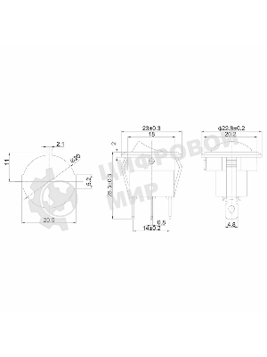 Выключатель клавишный Rexant круглый 12V 16А (3с) ON-OFF черный с синей подсветкой