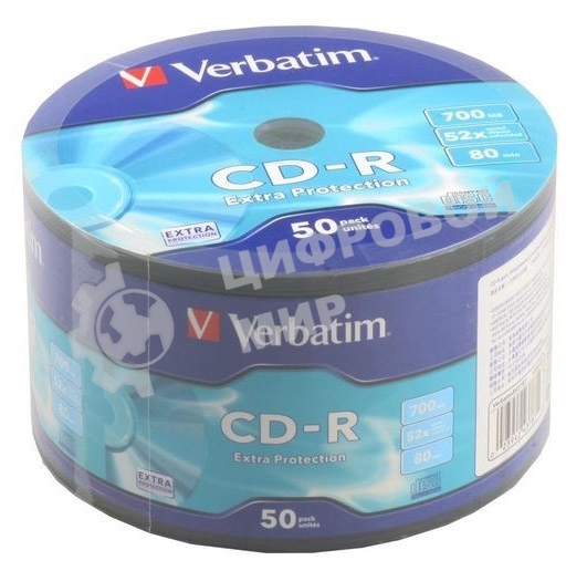 Диск CD-R Verbatim 700 Mb, 52x, Shrink (50), DataLife (50/600)