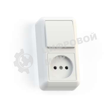 Блок комбинированный Кунцево-Электро ОП БКВР-427 Оптима (1-кл. выкл. + розетка) белый