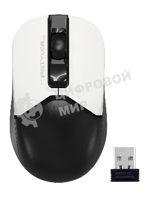 Мышь беспроводная A4Tech Fstyler FG12 белый/черный, 1200 dpi, радиоканал, USB, кнопки - 3