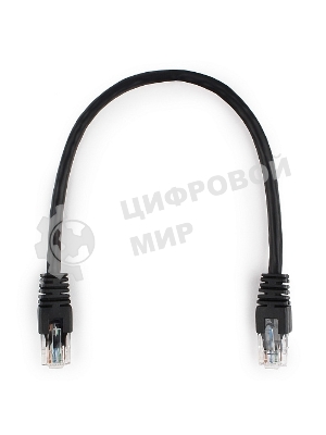 Патч-корд UTP Cablexpert PP6U-0.25M/BK cat.6, 0.25м, литой, многожильный, черный