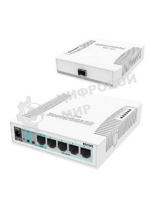 Коммутатор сетевой MikroTik RB260GS RouterBOARD 260GS 5-port Gigabit smart switch with SFP cage, SwOS, plastic case, PSU