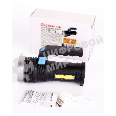 Фонарь аккум. Ultraflash LED53765 черный 3Вт лам.:светодиод. встроенный аккумулятор (14665)