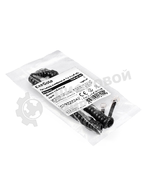 Патч-корд телефонный ExeGate TC4P4C-2M (шнур для телефонной трубки, витой, RJ-10 (4P-4C), 2м, черный)