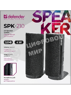 Акустическая система Defender SPK-210 2.0, 2x2W, разъем для наушников 65210