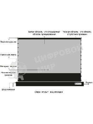 Экран Cactus 125x221 см FloorRising CS-PSFRCLR-221X125 16:9 напольный рулонный черный (моторизованный привод)