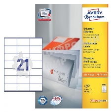 Этикетки самоклеящиеся Avery Zweckform 3481 A4, 70x41 мм, 21 шт, универсальная, 70 г/м2, 100 л, покрытие матовое, белый