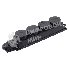 Розетка (колодка) 4-м Омега РБ34-1-0м с защ. крышкой IP44 каучук IEK PKR64-016-2-K02