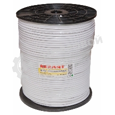 Кабель коаксиальный Rexant RG-6U+Cu, 75 Ом, Cu/Al/Cu, 64%, бухта 305 м, белый