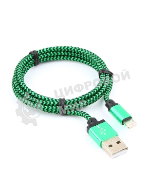 Кабель Gembird USB 2.0 Cablexpert AM/Lightning 8P, 1м, нейлоновая оплетка, алюминиевые разъемы, зеленый, пакет