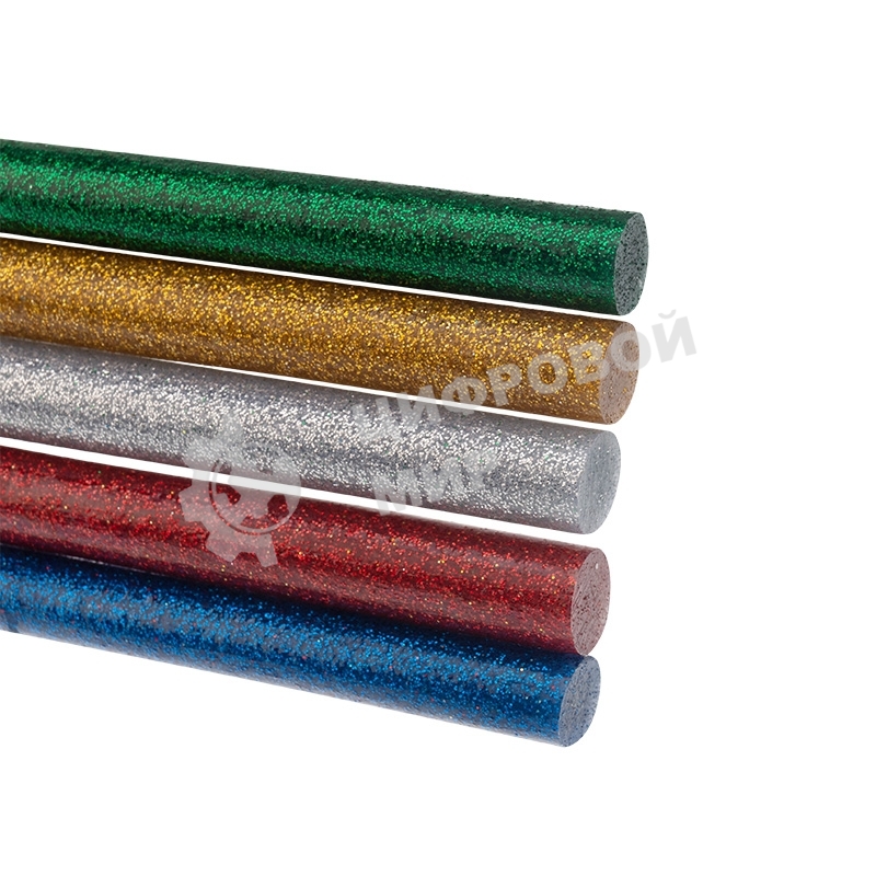 Клеевые стержни Rexant, Ø11 мм, 270 мм, цветные с блестками, 10 шт., хедер