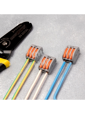 Универсальная клемма Rexant 3-проводная, серая (0,08-2,5/4 мм²) (50 шт./уп.)