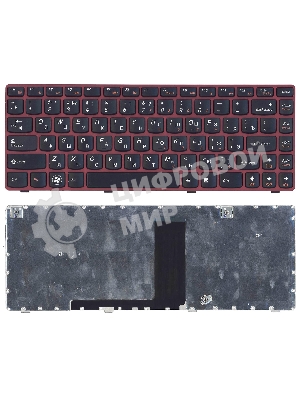 Клавиатура для ноутбука Lenovo V380 черная с красной рамкой