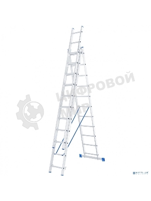 Лестница Сибртех 3 х 11 ступеней, алюминиевая, трехсекционная