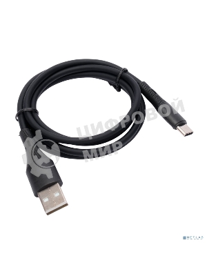 Кабель USB2.0 Cablexpert CC-USB2S-AMCM-1M-BK AM/Type-C, 3А, 18Вт, QC3.0, силиконовый, медь, 1м, черный, пакет