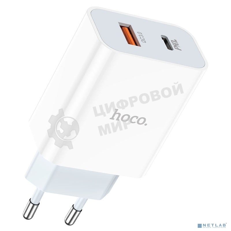 Сетевое зарядное устройство HOCO HC-66076 C97A/PD + QC 3.0/2 USB: Type-A + Type-C/Выход: 5V_9V_12V, 20W/белый
