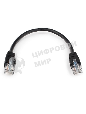 Патч-корд UTP Cablexpert PP6U-0.25M/BK cat.6, 0.25м, литой, многожильный, черный