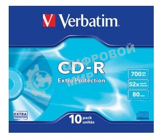 Диск CD-R Verbatim 700Mb 52x Slim case (10шт) (43415)