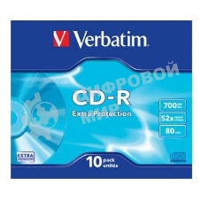 Диск CD-R Verbatim 700Mb 52x Slim case (10шт) (43415)
