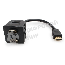 Разветвитель HDMI Cablexpert DSP-2PH4-002, HD19F/2x19F, 1 компьютер => 2 монитора, пасcивный, Full-HD, 3D, 1.4v