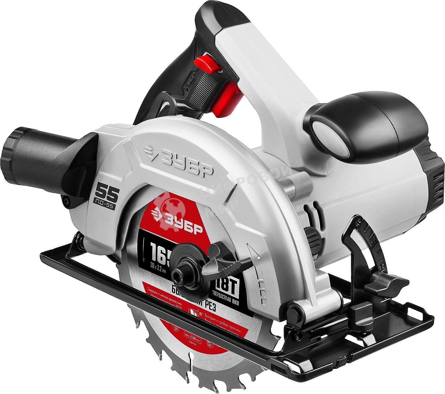 Пила дисковая, 90°-55 мм, диск 165 мм, 1300 Вт, Зубр ПД-55