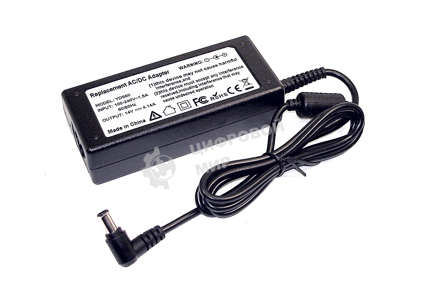 Блок питания для монитора и телевизора LCD 14V 4.14A 58W (6.5x4.4мм) OEM