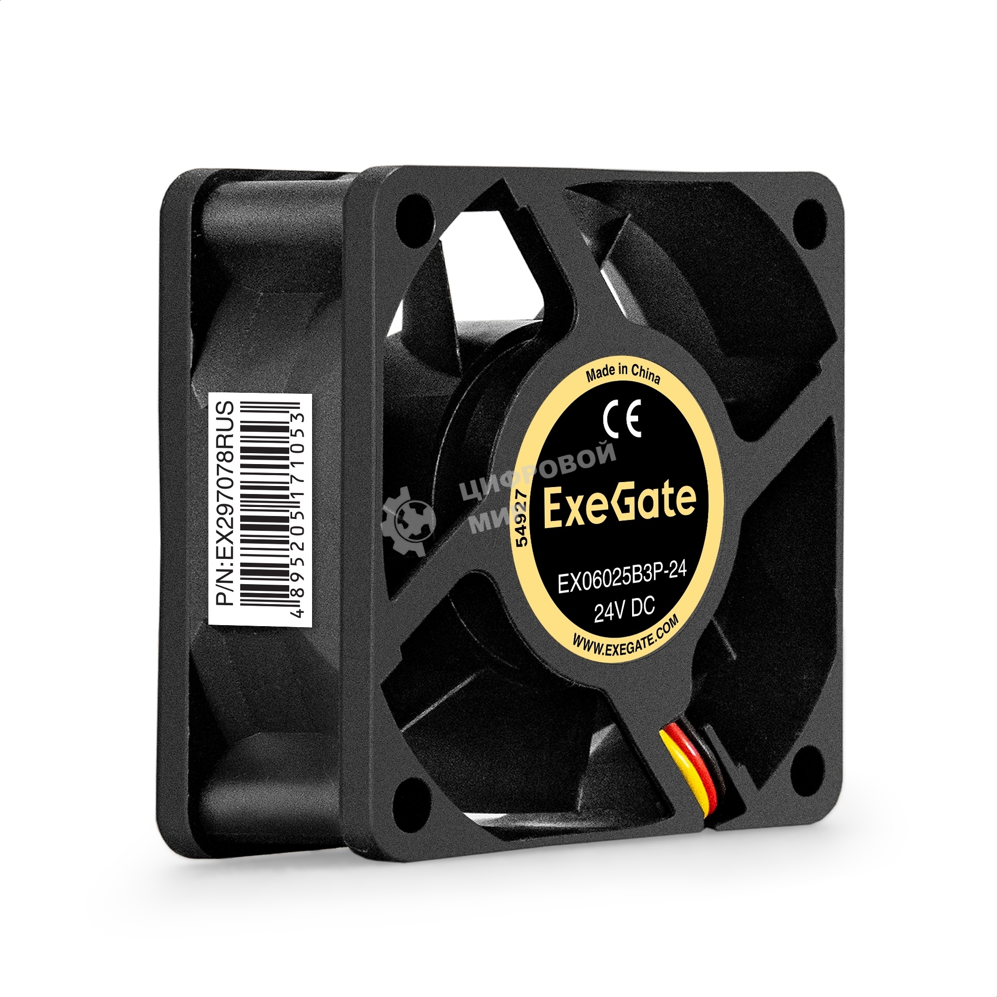 Вентилятор для корпуса ExeGate EX06025B3P-24 черный, 60 мм, 5100 об/мин, 34 дБ, 3 pin