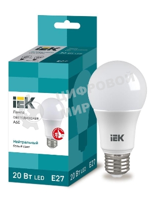 Лампа светодиодная IEK LLE-A60-20-230-40-E27 ECO A60 20 Вт грушевидная 230В 4000К E27