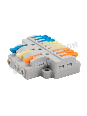 Клемма СМК Rexant 3х3 проходная разветвительная 3 полюса, с монтажной площадкой (1 ввод, 3 вывода на полюс), (4 шт/уп)