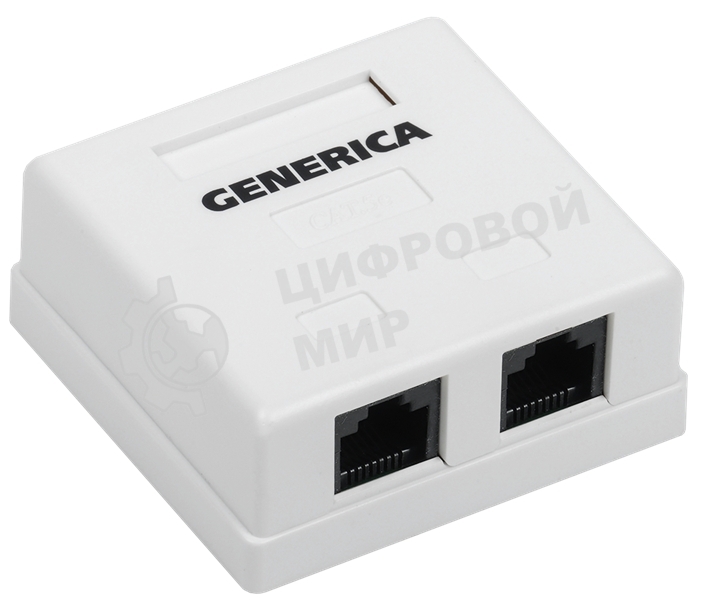 Розетка компьютерная информационная настенная RJ45 кат. 5Е UTP 2 порта GENERICA