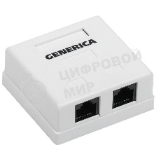 Розетка компьютерная информационная настенная RJ45 кат. 5Е UTP 2 порта GENERICA