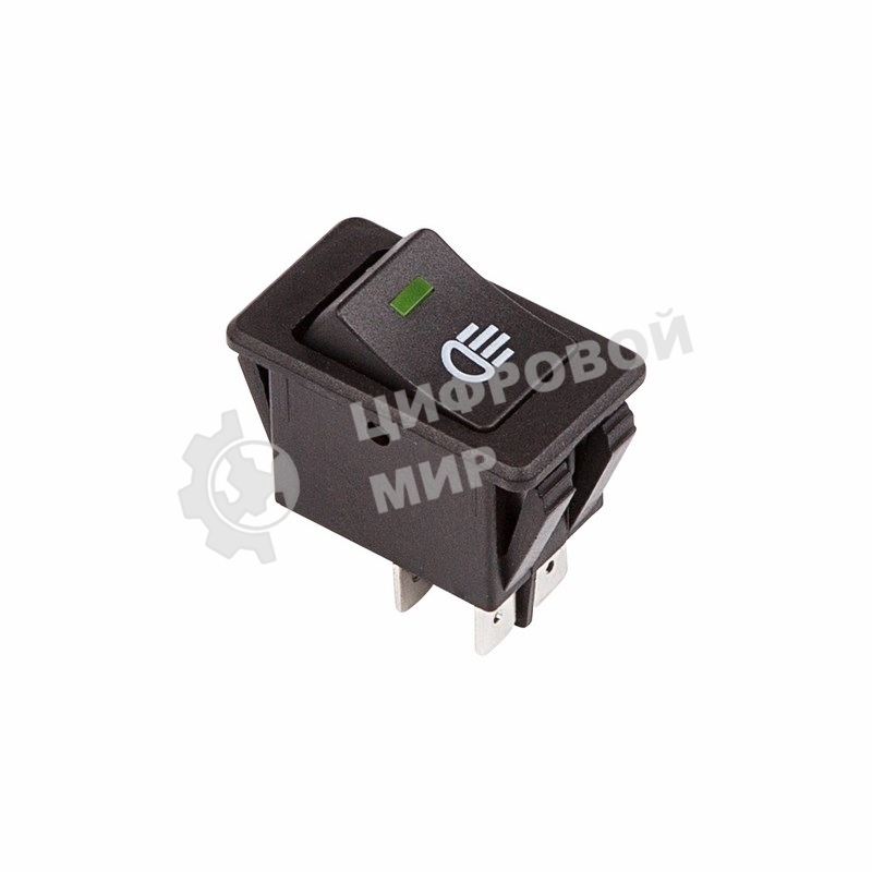Выключатель клавишный Rexant 12V 35А (4с) ON-OFF с зеленой LED подсветкой