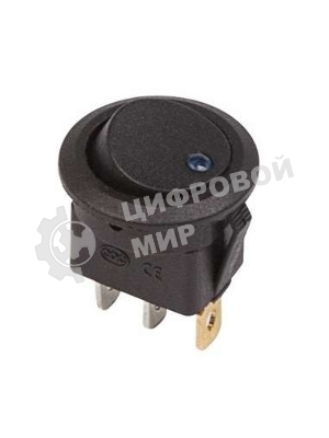 Выключатель клавишный Rexant круглый 12V 16А (3с) ON-OFF черный с синей подсветкой