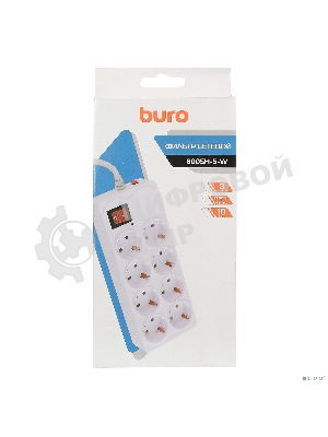 Сетевой фильтр Buro 800SH-5-W 5 м, 8 розеток, белый, коробка