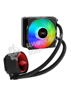 Комплект жидкостного охлаждения ExeGate BlackWater-120V3.PWM.RGb (RGb подсветка, LGA2066/2011/1366/1150/1151/1155/1156/1200/1700/1851/AM4/AM5/FM1/FM2/FM2+/AM2/AM2+/AM3/AM3+, TDP 150W, Fan 120мм 4pin PWM 600-1800RPM Hydro bearing, помпа 3pin 2700RPM, макс. шум 37db, с термопастой, на винтах, черный, Color Box)