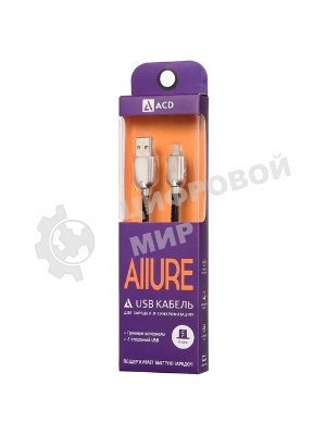 Кабель USB ACD-Allure MicroUSB - USB-A Кожа, 1м, черный