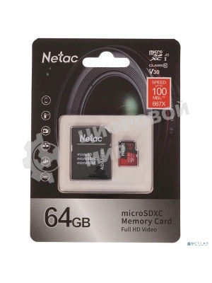 Флеш карта MicroSD card Netac P500 Extreme Pro 64Gb, retail version w/SD adapter