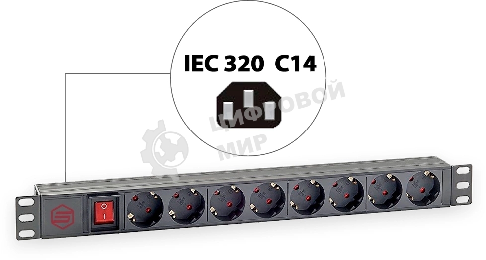 Блок распределения питания Sysmatrix PD 0802.000 гор.размещ. 8xSchuko базовые 16A C14