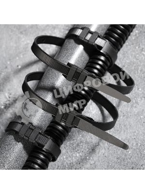 Хомут-стяжкa нейлоновая усиленная с двойным горизонтальным замком Rexant 350x9,0 мм, черная, упаковка 100 шт.