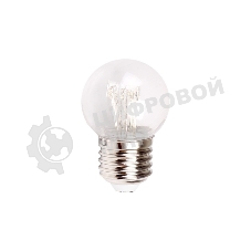 Лампа накаливания шар Neon-night e27 6 LED Ø45мм - синяя, прозрачная колба, эффект лампы накаливания