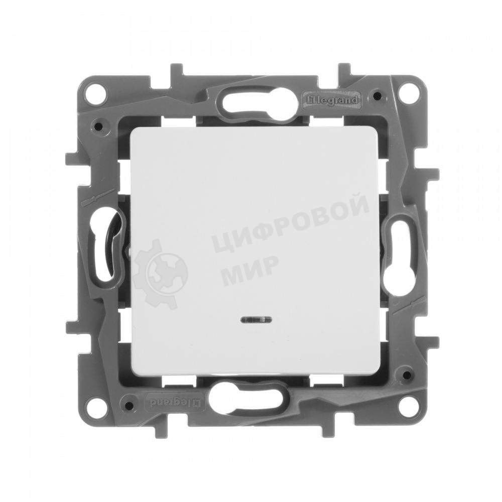 Механизм выключателя 1-кл. СП Etika 10АX с подсветкой/индикацией безвинт. зажимы бел. Legrand 672203