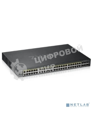 Коммутатор Zyxel GS1920-48HPv2 Hybrid Smart switch PoE+ Zyxel Nebula Flex, 44xGE PoE+, 4xCombo (SFP/RJ-45 PoE+), 2xSFP, budget PoE 375W, Standalone/cloud management