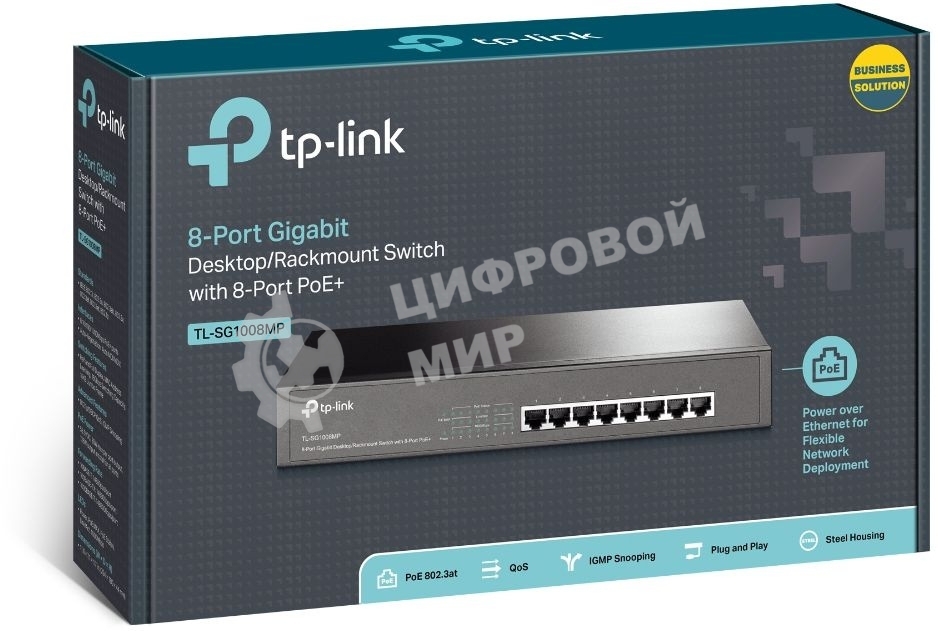 Коммутатор TP-Link TL-SG1008MP 8-портовый настольный/монтируемый в стойку гигабитный коммутатор с 8 портами PoE+