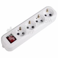 Колодка 4 гнезда Rexant с кнопкой c заземлением